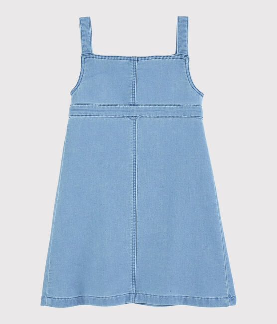 Kinder-Latzkleid aus Denim-Molton für Mädchen blau DENIM CLAIR