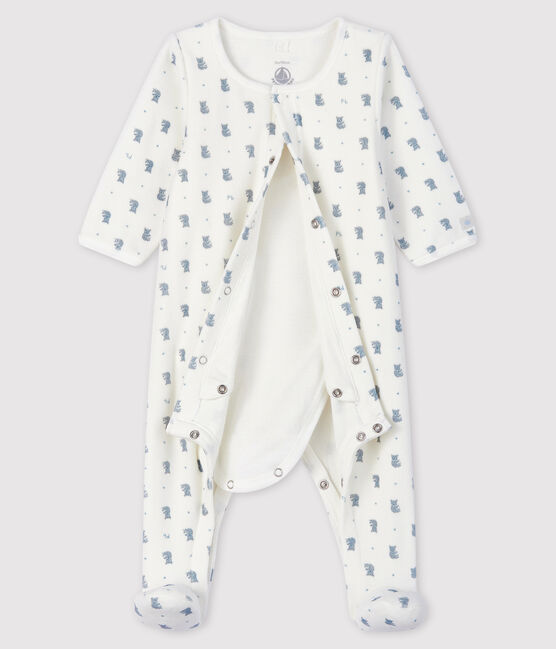Baby-Bodyjama aus Bio-Baumwoll-Velours mit Koala-Motiv weiss MARSHMALLOW/weiss MULTICO