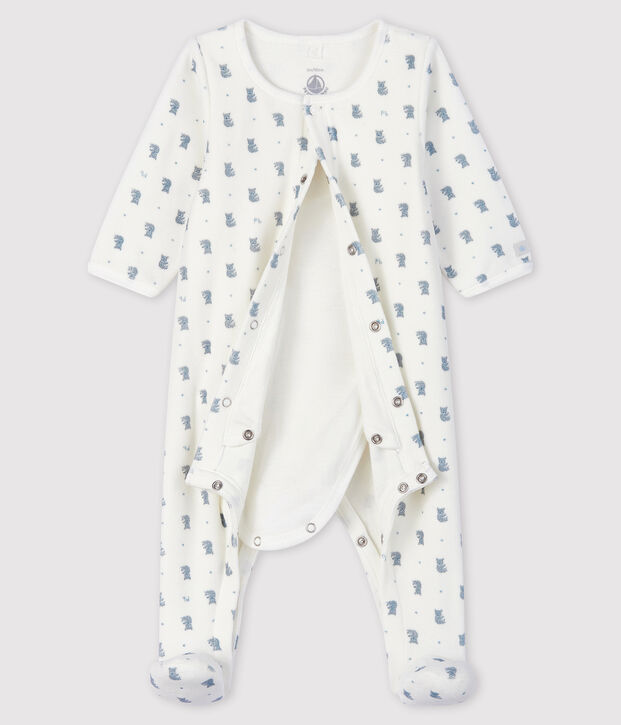Baby-Bodyjama aus Velours mit Koala-Motiv f&uuml;r Jungen weiss/vielfarbig