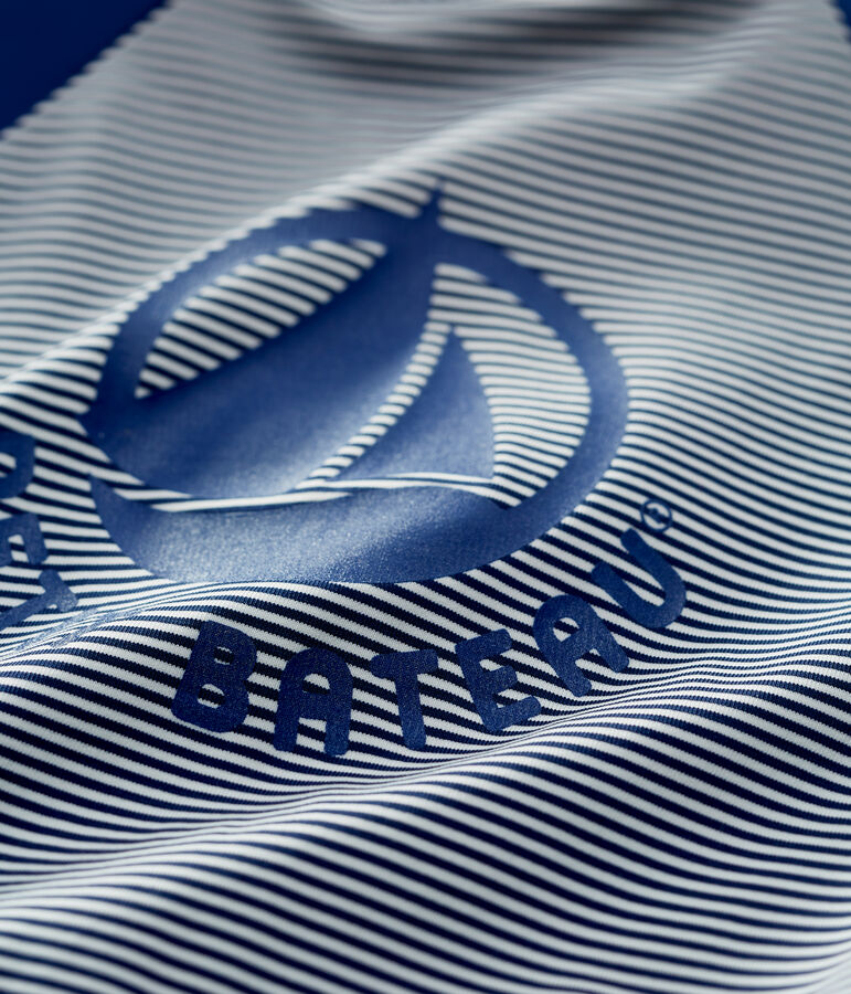 Baby-Overall mit UV-Schutzt aus recyceltem Material blau/weiss