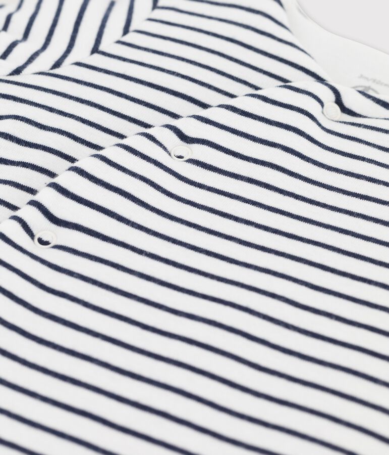 Gestreifter Baby-Langoverall aus Bio-Baumwolle weiss/blau