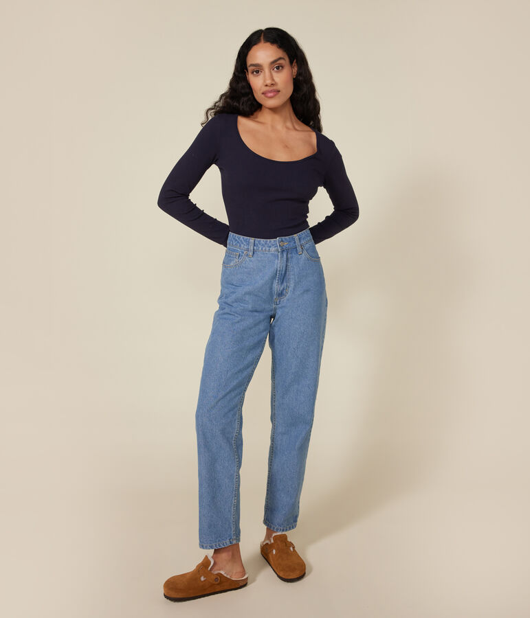 Damen-Body aus Baumwolle und Elastan blau