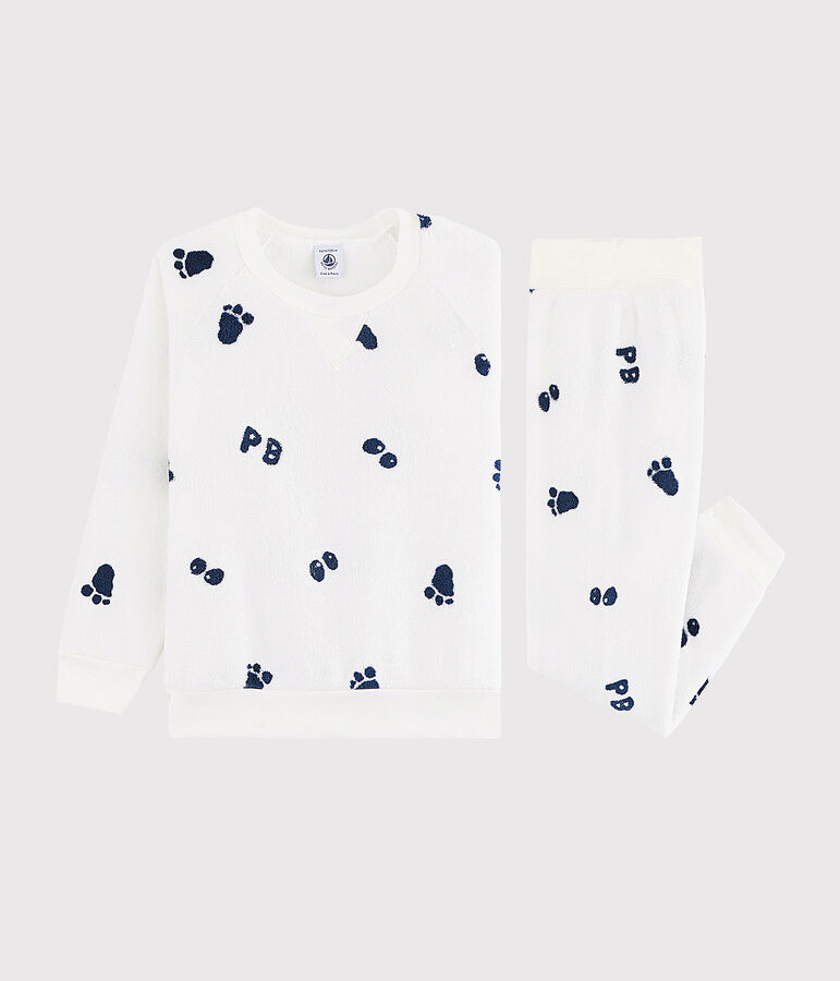 Kinderpyjama aus Fleece f&uuml;r Jungen weiss/blau