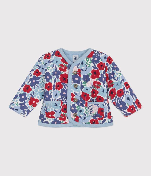 Baby-Jacke aus gesteppter Baumwolle mit Blumenmuster weiss/vielfarbig