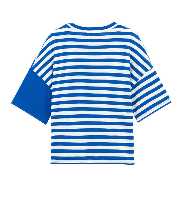 Damen-strandshirt blau/weiss