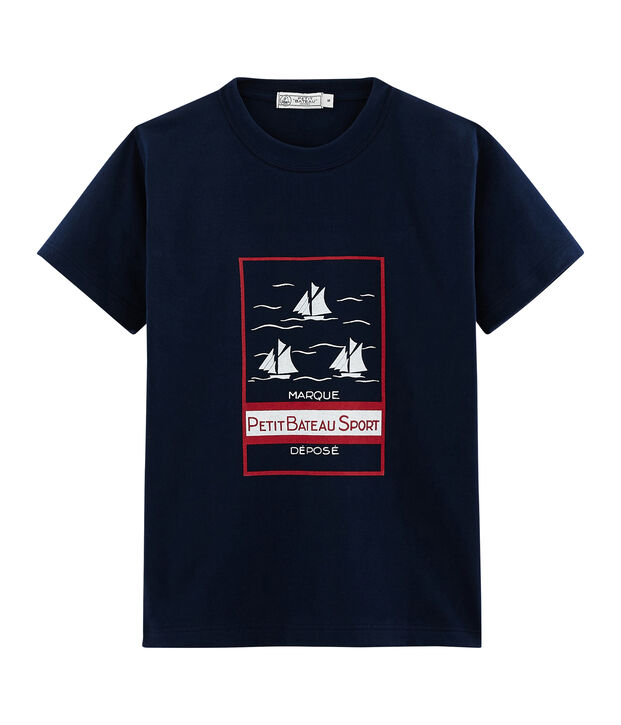 Unisex T-Shirt Postkarten-Motiv blau