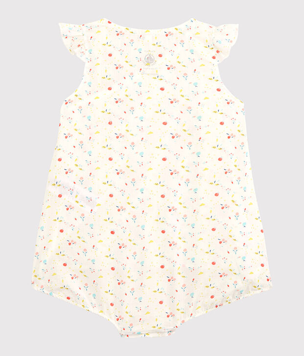 Baby-Einteiler aus Bio-Baumwoll-Doppeljersey in Cotton Rich Qualit&auml;t mit floralem Muster f&uuml;r M&auml;dchen weiss/vielfarbig