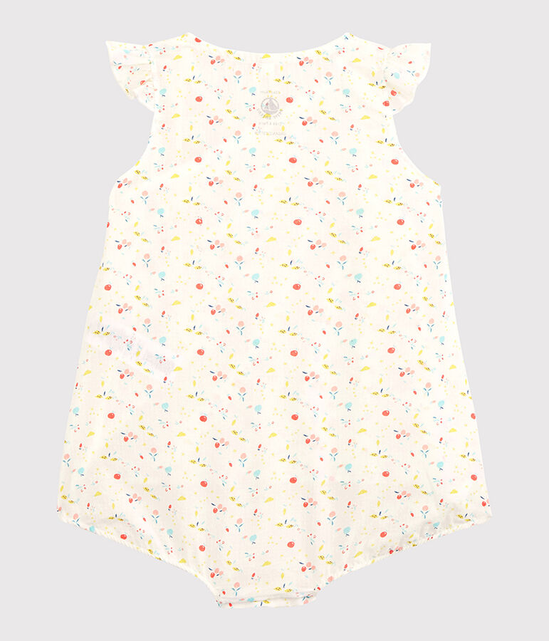 Baby-Einteiler aus Bio-Baumwoll-Doppeljersey in Cotton Rich Qualit&auml;t mit floralem Muster f&uuml;r M&auml;dchen weiss/vielfarbig