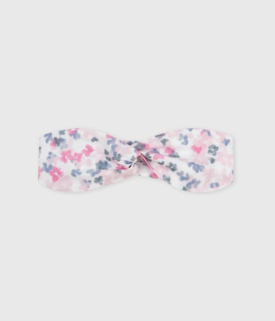 Baby-Stirnband aus Popeline mit Blumenmuster rosa CHARME/weiss MULTICO