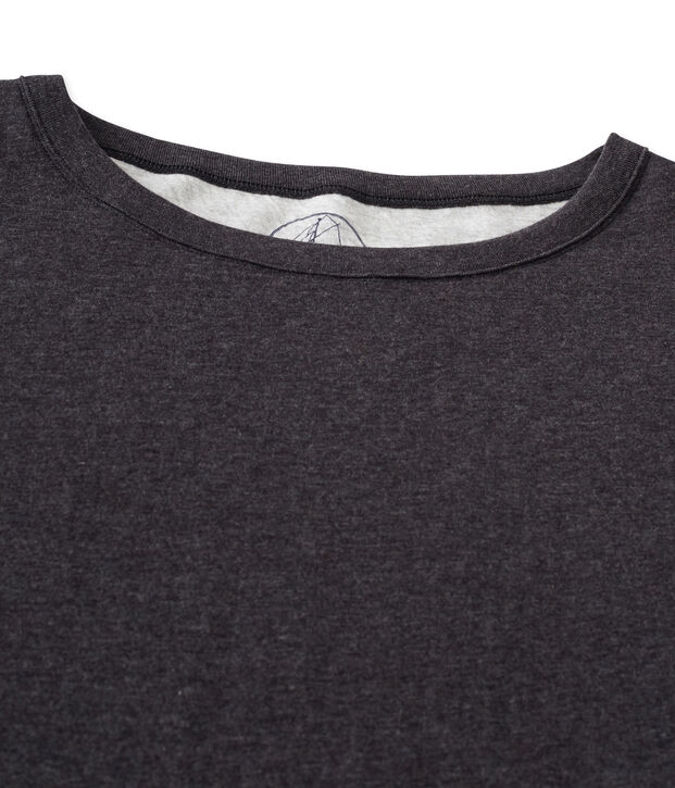 Meliertes Damen-Maxishirt aus extrafeinem, gedoppeltem Jersey grau