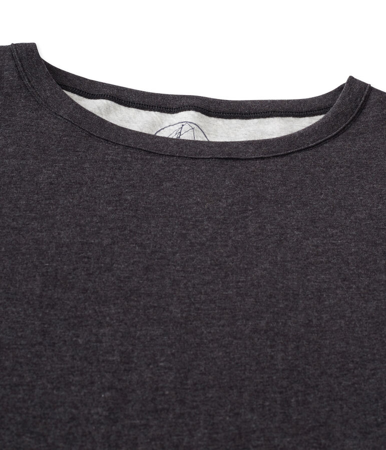 Meliertes Damen-Maxishirt aus extrafeinem, gedoppeltem Jersey grau