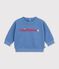 Baby-Sweatshirt aus einfarbiger Baumwolle mit Stickerei blau