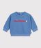 Baby-Sweatshirt aus einfarbiger Baumwolle mit Stickerei blau