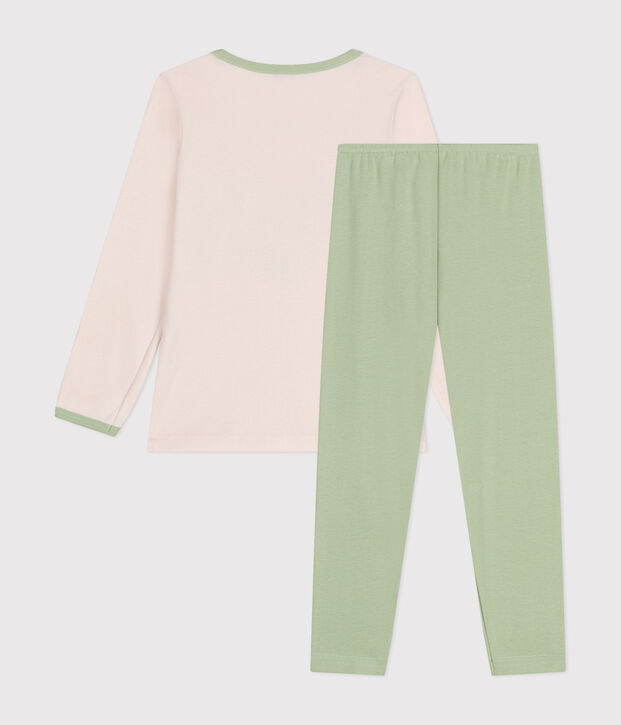 Lang&auml;rmeliger Pyjama f&uuml;r M&auml;dchen aus Baumwolle beige/gr&uuml;n
