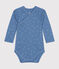 Langärmeliger Baby-Wickelbody aus Baumwolle blau BEACH/ MARSHMALLOW