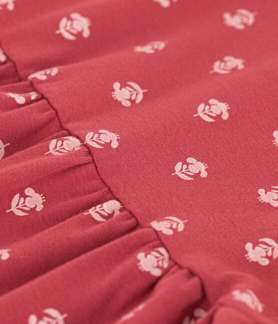 Kurzärmeliges Babykleid aus bedruckter Baumwolle rosa PAPI/beige AVALANCHE
