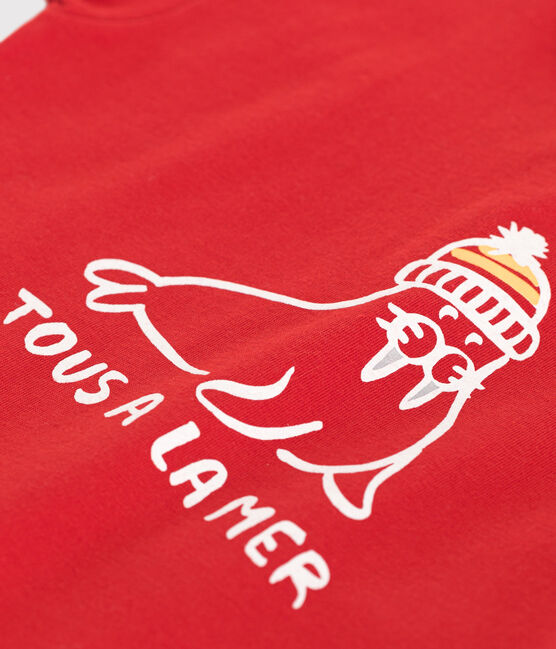 Kurzärmeliges Baby-T-Shirt aus einfarbiger Baumwolle rot AURORA