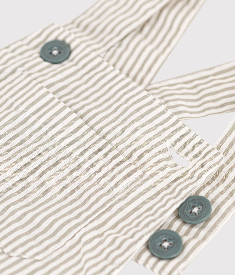 Kurze Baby-Latzhose aus Seersucker gr&uuml;n/weiss