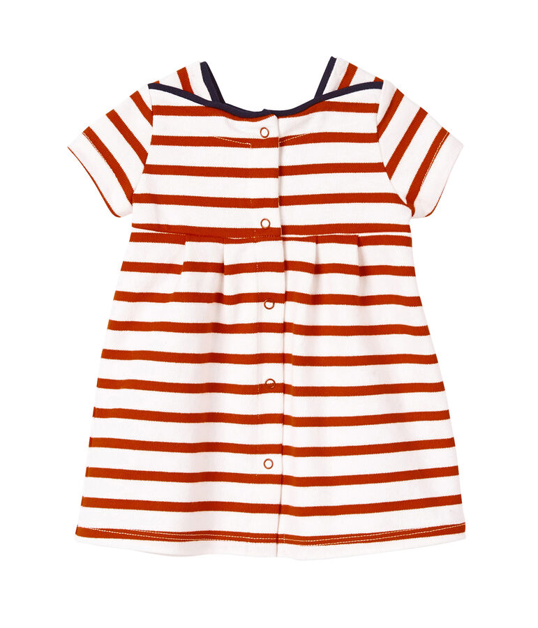 Robe b&eacute;b&eacute; fille en jersey lourd ray&eacute; weiss LAIT/rot PEPS