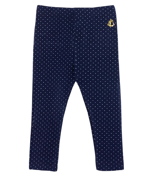 Gemusterte Baby-Legging mit Volants f&uuml;r M&auml;dchen blau/weiss