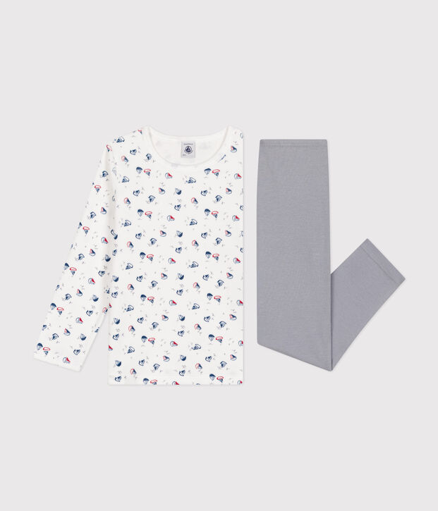 Pyjama aus Nicki f&uuml;r Kinder grau/vielfarbig
