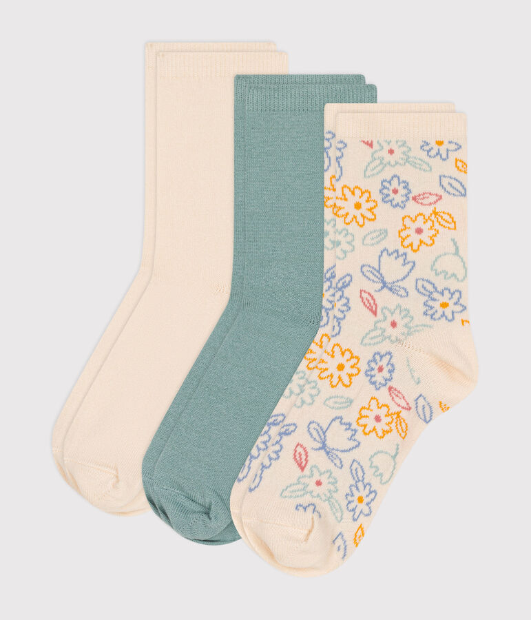 3er-Set Kinder-Socken aus Baumwolle mit Blumenmotiv vielfarbig