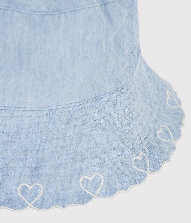 Breitkrempiger Kinder-Sonnenhut aus Chambray blau