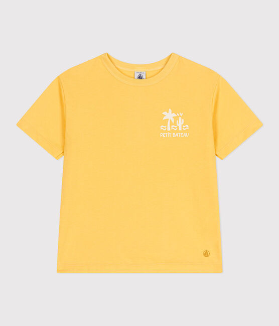 Kurzärmeliges Kinder-T-Shirt aus bedruckter Baumwolle gelb ORGE
