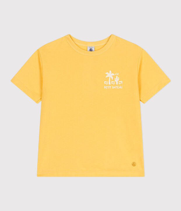 Kurz&auml;rmeliges Kinder-T-Shirt aus bedruckter Baumwolle gelb