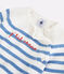 Zweiteiliges Baby-Set aus Woll- und Baumwoll-Strick mit Marinestreifen weiss MARSHMALLOW/blau ALASKA
