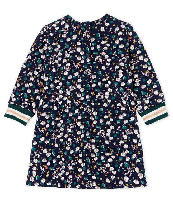 Langärmeliges gemustertes Babykleid für Mädchen blau SMOKING/weiss MULTICO CN