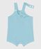 Kurzbeinige Baby-Latzhose aus einfarbigem Musselin-Stoff blau AQUATIC