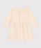Langärmeliges Babykleid aus zwei Materialien naturfarben AVALANCHE