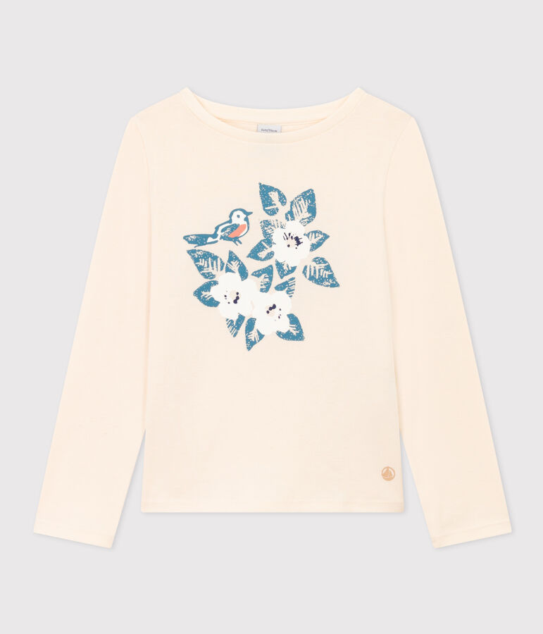 Lang&auml;rmeliges T-Shirt aus Baumwolle f&uuml;r Kinder/M&auml;dchen naturfarben/blau