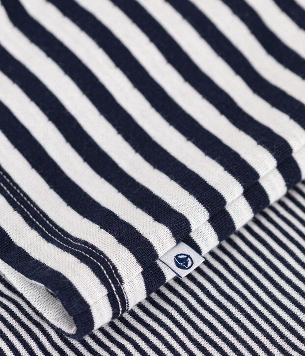 Kinder-Pyjama aus gestreifter Baumwolle blau/weiss