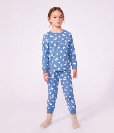 Kinder-Pyjama aus Molton mit Herzmotiv