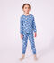 Kinder-Pyjama aus Molton mit Herzmotiv blau/weiss