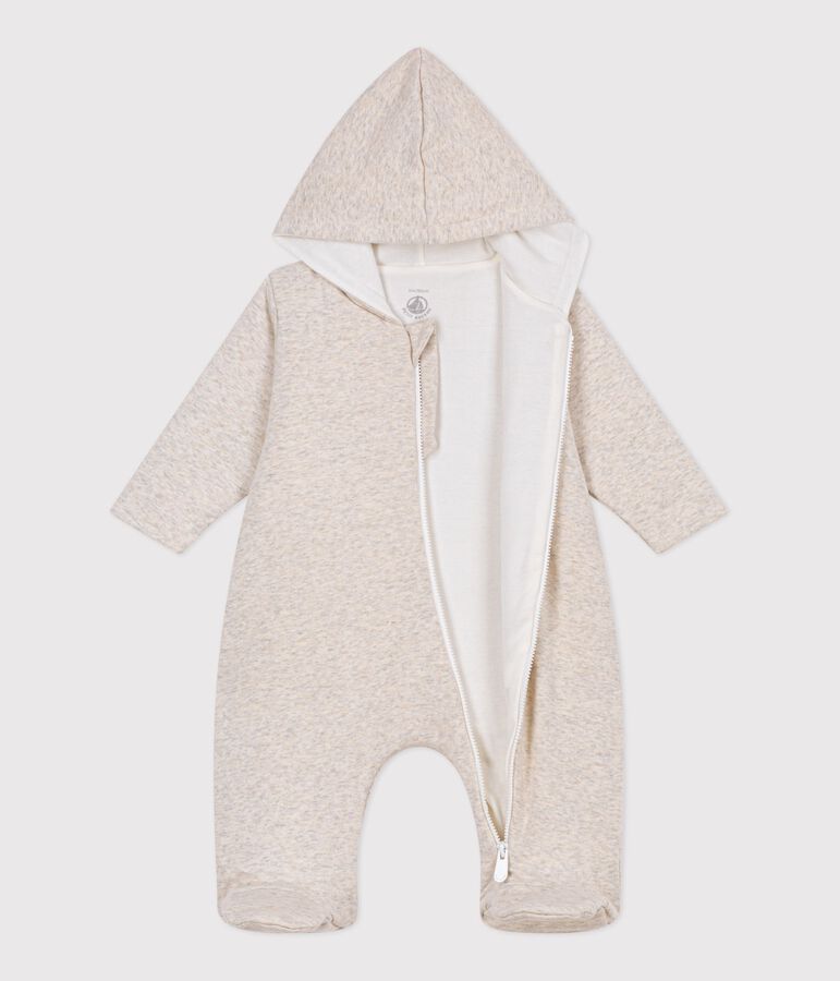 Wattierter Baby-Overall mit Kapuze und F&uuml;&szlig;chen, einfarbig beige MONTELIMAR CHINE