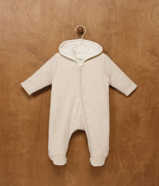 Wattierter Baby-Overall mit Kapuze und F&uuml;&szlig;chen, einfarbig MONTELIMAR CHINE