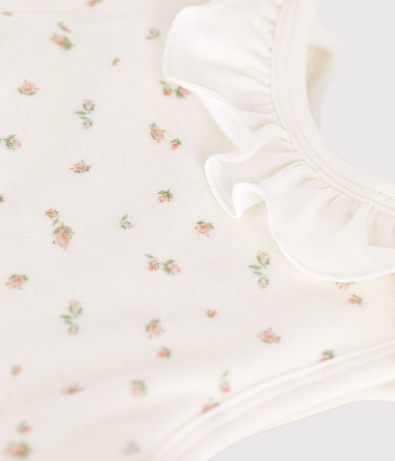 Baby-Schlafsack aus Nicki mit Blumenmotiv TOG-Wert 3 weiss MARSHMALLOW/weiss MULTICO