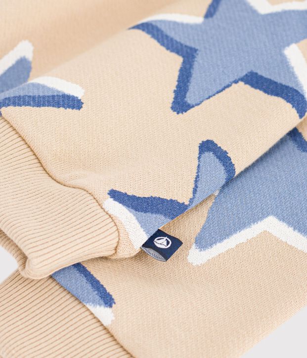 Baby-Sweatshirt aus Baumwolle mit Hertmotiv beige/vielfarbig