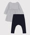 Baby-Kleid und -Leggings aus Baumwolle für Mädchen weiss MARSHMALLOW/blau SMOKING