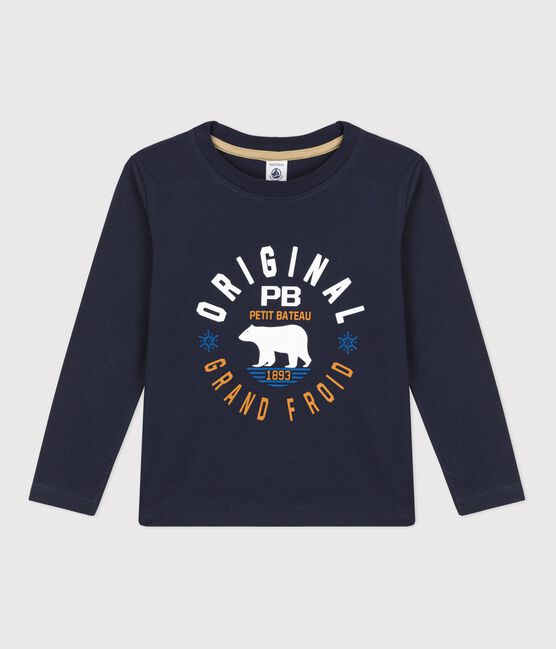 Langärmeliges Kinder-T-Shirt aus Baumwolle für Jungen blau RUISSEAU/ SMOKING