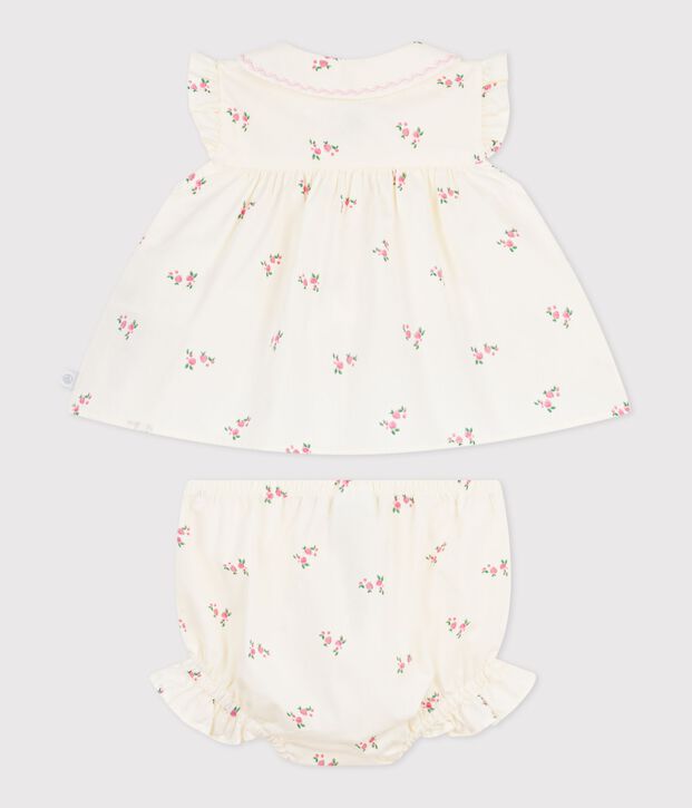 2-teiliges Baby-Set aus Baumwolle, Bluse und Bloomer mit Blumenmuster naturfarben/vielfarbig