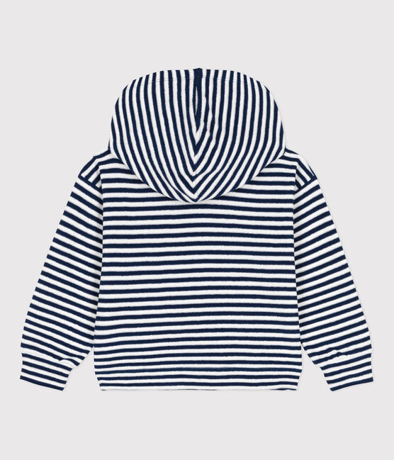 Gestreifter Kinder-Hoodie für Jungen blau MEDIEVAL/weiss MARSHMALLOW
