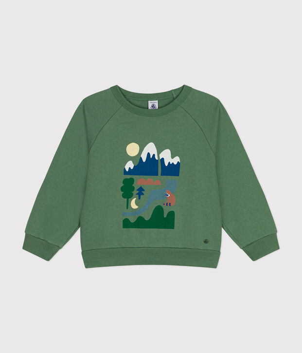 Kinder-Sweatshirt aus Molton f&uuml;r Jungen gr&uuml;n