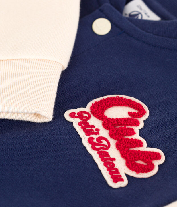 Baby College-Jacke aus Molton blau/naturfarben