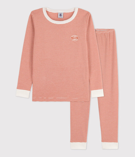 Kinderpyjama mit schlanker Passform aus Baumwolle mit Ringelstreifen rosa BRANDY/weiss MARSHMALLOW