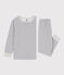 Kinderpyjama aus Doppeljersey mit Streifen weiss MARSHMALLOW/blau SMOKING