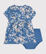 Kurzärmeliges Baby-Kleid und Bloomer aus Popeline
